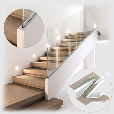 Modern Staircase Design 3D Model 3D model image 1 