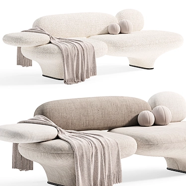 Modern 3-Seater Fabric Sofa 3D model image 1 