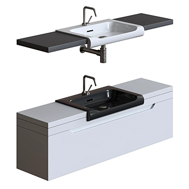 Modern 60cm Semi-Inset Washbasin 3D model image 1 