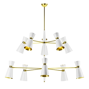 Brass Pendant Light with 10 Shades 3D model image 1 