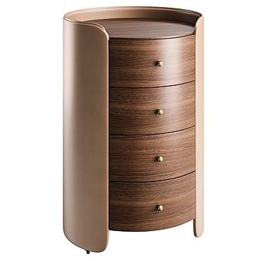 Walnut Wood and Leather Dresser, Firmo 3D model image 1 