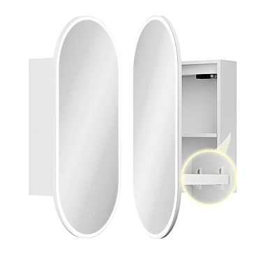 Modern LED Lit Mirror Cabinet 3D model image 1 