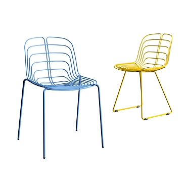 Leaf Vein Steel Wire Chair 3D model image 1 