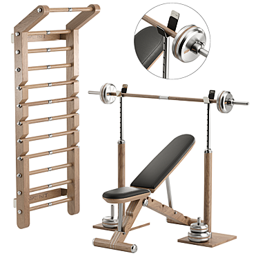 High Detail Gym Equipment Set 3D model image 1 