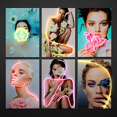 Neon Beauties Set: LED Portraits 3D model image 1 