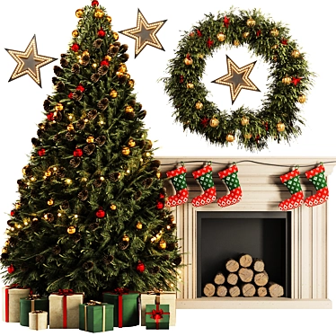 Vintage Christmas Tree Set 2016 3D model image 1 