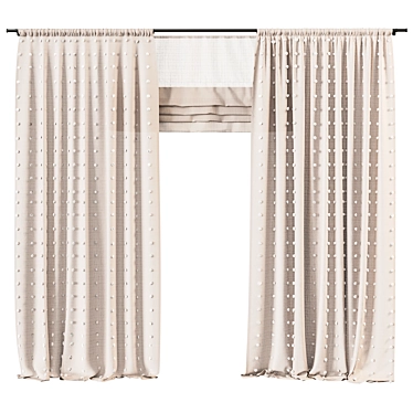 Pompons Linen Curtains for Kids 3D model image 1 