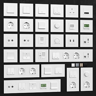 Modular Wall Switches & Sockets 3D model image 1 