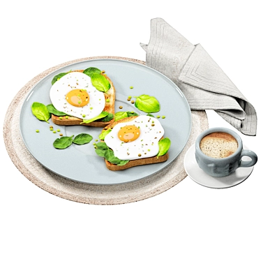 Title: Morning Egg Breakfast Plate 3D model image 1 