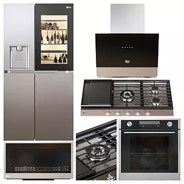 5-Piece LG Kitchen Appliance Set 3D model image 1 