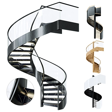 Luxury Spiral Staircases Set 2 3D model image 1 