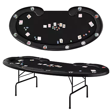 Foldable Poker Table with Steel Cupholders 3D model image 1 