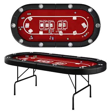 Premium Rubberwood Poker Table Set 3D model image 1 