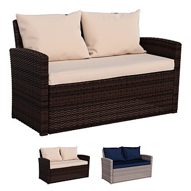 Outdoor Rattan Style Plastic Sofa 3D model image 1 