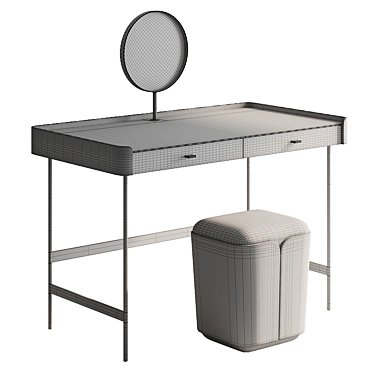 Modern Vanity Makeup Table White 3D model image 1 