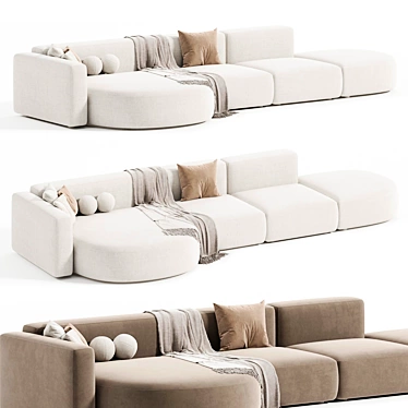 Versatile Belt Modular Sectional Sofa 3D model image 1 