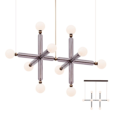 Brass & Glass LED Chandelier 3D model image 1 