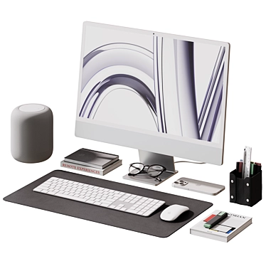 Apple-themed Desktop Decor Set 3D model image 1 