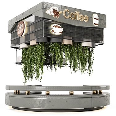 Vintage Coffee Reception Desk Set 3D model image 1 