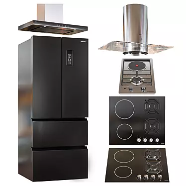 Modern Black Maunfeld Appliance Bundle 3D model image 1 