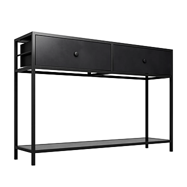 Metal Black Console with Drawers 3D model image 1 