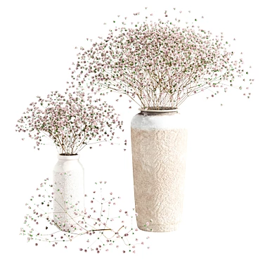 Blossoms in Elegant Glass Vases 3D model image 1 