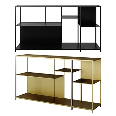 Brass Metal Low Shelf Simple 3D model image 1 