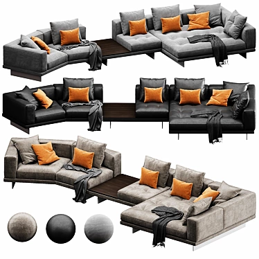 Luxury Minotti Velvet Leather Set 3D model image 1 