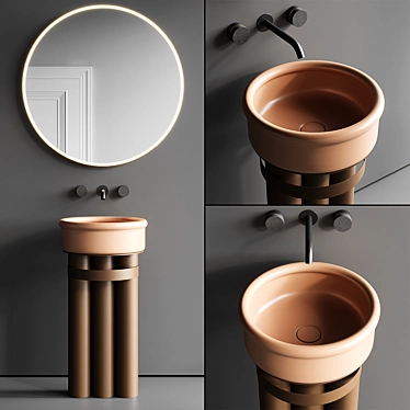 Brera Ceramic Vanity Set 3D model image 1 