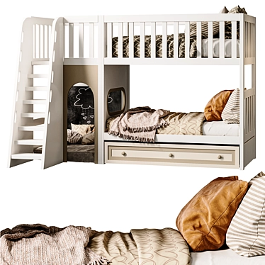 Kids Loft Bed with Play Area 3D model image 1 