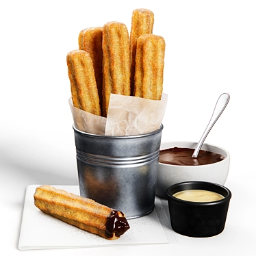 Sugar-dusted Churros in Bucket 3D model image 1 