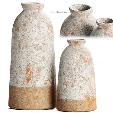  Handcrafted Textured Ceramic Vases 3D model image 1 