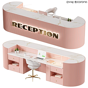 Pink Minimalist Reception Desk 3D model image 1 