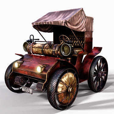 Hand-Painted Steampunk Wagon Texturing 3D model image 1 