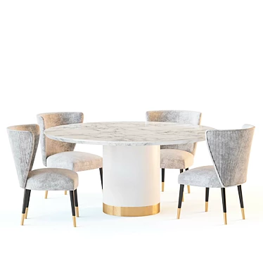 Marble Dining Set Ontario & New York 3D model image 1 