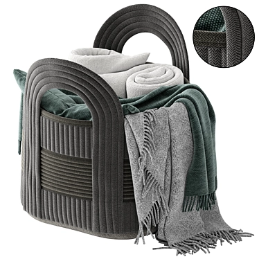 Cozy Basket Set with Blanket 3D model image 1 