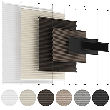 Animated Pleated Curtains: Customizable Coverage 3D model image 1 