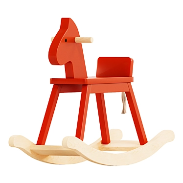 Vibrant Red Rocking Horse Toy 3D model image 1 