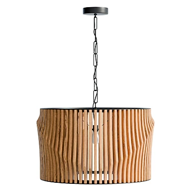 Handcrafted Wood Pendant Light 3D model image 1 