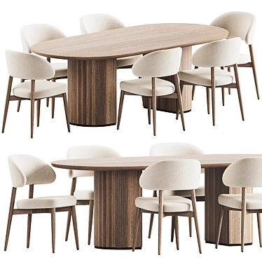 Modern Dining Set: Hyde Chair & Moon Table 3D model image 1 