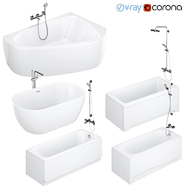 Luxury Bathtub Set with Accessories 3D model image 1 