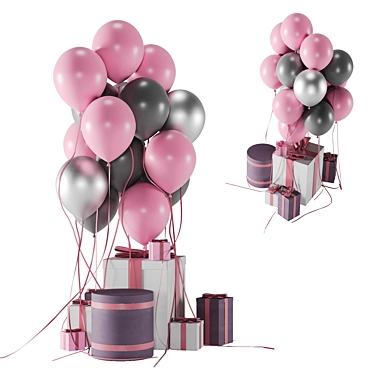 Decorative Set with Balloons & Gifts 3D model image 1 