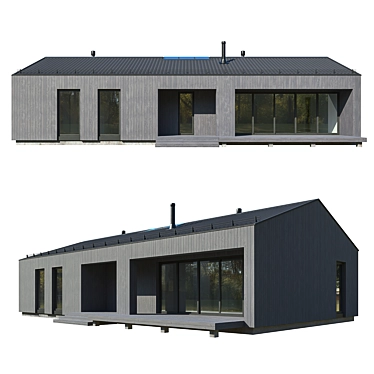 Modern Frame House with Terrace 3D model image 1 