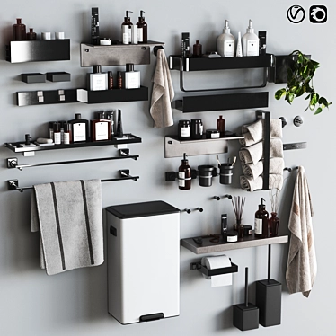 Modern Bathroom Accessories Set 2017 3D model image 1 