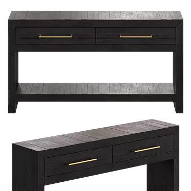 Acacia Wood Console Storage Shelf 3D model image 1 