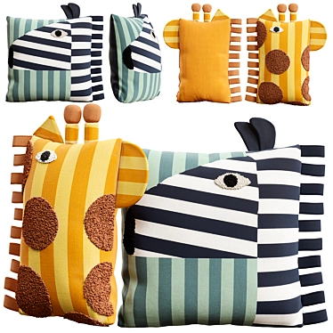 Safari Friends Kids Throw Pillows 3D model image 1 