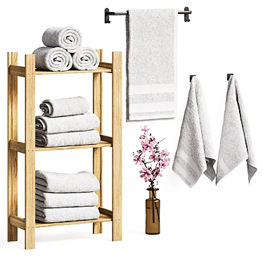 Luxury Bathroom Towel Set 3D model image 1 