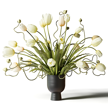 Black Vase Tulip Bouquet 3D model image 1 