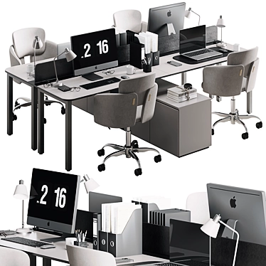 Modern Employee Office Furniture Set 3D model image 1 