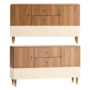 Modern Walnut Sideboard Furniture 3D model image 1 